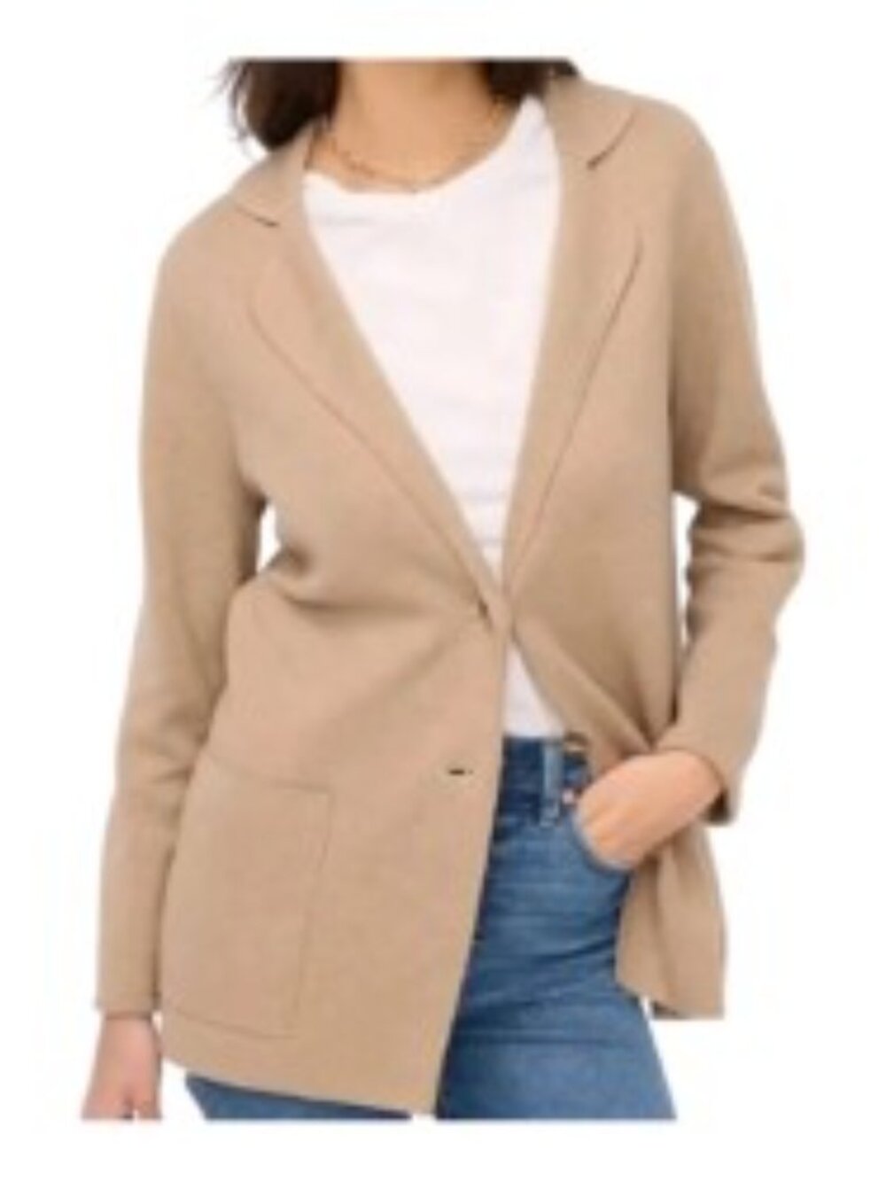 J. Crew Tan Two-Button Sweater Blazer Small